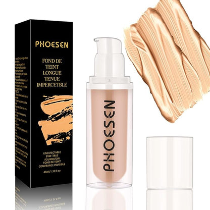 Liquid Foundation, Flawless Soft Matte Liquid Foundation 24HR Oil Control, Concealer Foundation Makeup, Medium to Full Coverage with Matte Finish, 1.35 Oz