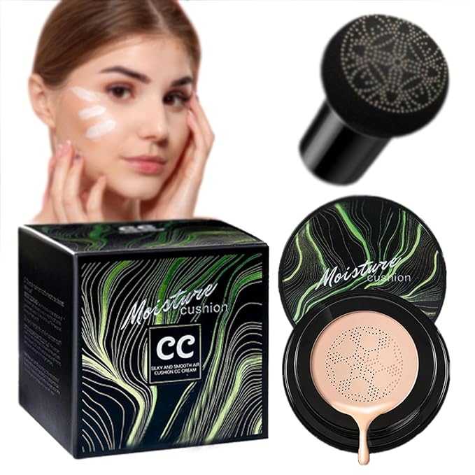 Honey and Pine Makeup, Air Cushion CC Cream Mushroom Head Foundation, BB Cream Moisture Foundation, Long Lasting Matte Concealer, Full Coverage Waterproof Coverup for All Skin Types (Natural, 1)