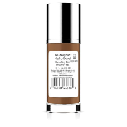 Neutrogena Hydro Boost Hydrating Tint with Hyaluronic Acid, Lightweight Water Gel Formula, Moisturizing, Oil-Free & Non-Comedogenic Liquid Foundation Makeup, 135 Chestnut Color 1.0 fl. oz (Pack of 3)