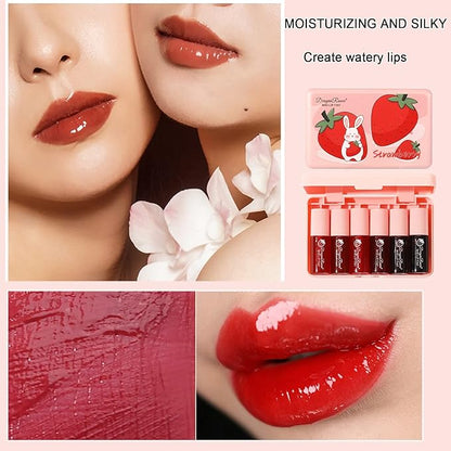 6 Colors Lip Tint Stain Set, Korean Lip Stain Mini Liquid Lipstick, Lip and Cheek Tint, Long lasting Non-Stick Cup Waterproof Makeup