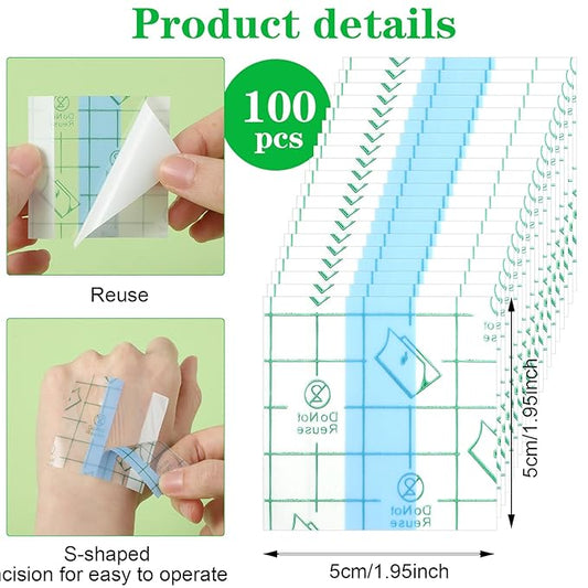 100 Pcs Makeup Hand Single Use Mixing Palette Set Disposable Foundation Mixing Tray Adhesive Transparent Artist Cosmetic Waterproof Palette Tape Supplies for Women Girls Daily Use