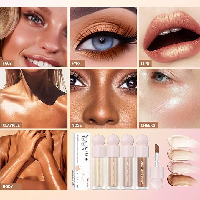MEICOLY Liquid Highlighter,Long Lasting Liquid Luminizer Shimmer Stick,Waterproof Smooth Highlight Face Illuminator,Silky Natural Glow Makeup Sparkly Highlighters for Face,01 Enlighten