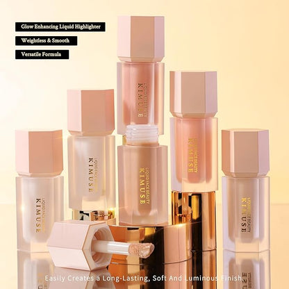 KIMUSE Soft Natural Glow Liquid Filter, Weightless, Long-Wearing, Smudge Proof, Natural-Looking, Dewy Finish, Glow Liquid Illuminator Makeup