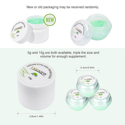 LASHVIEW Eyelash Extension Remover Cream, Eyelash Adhesive Remover, Professional Eyelash Extensions Remover for Salon(ALOE 0.51fl.oz/15ml)