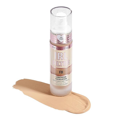 Revolution, IRL Filter Longwear Foundation, Soft & Breathable Formula, Medium to Full Coverage, Matte Finish, F8, 0.7 fl oz
