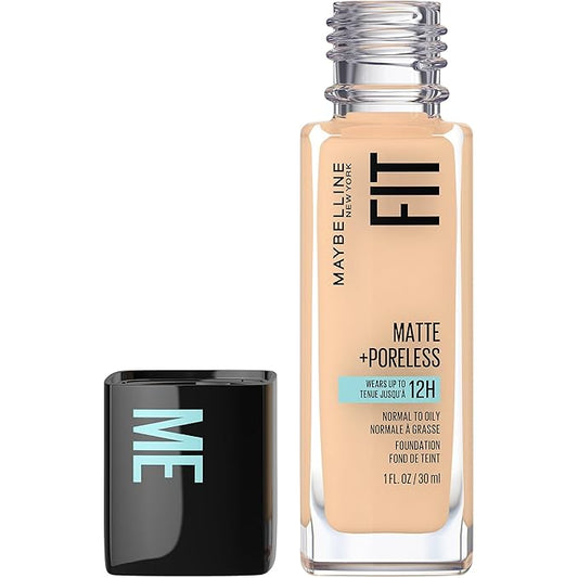 Maybelline Fit Me Matte + Poreless Liquid Oil-Free Foundation Makeup & Fit Me Matte + Poreless Pressed Face Powder Makeup & Setting Powder, Classic Ivory, 1 Count