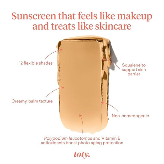 Toty by Sofia Vergara - Ilumina CC Creamy Compact SPF 50+ Mineral Broad Spectrum Sunscreen for Face - Tinted Blurring Balm SPF- Matte, Light Coverage - Water & Sweat Resistant - All Skin Types - 2C