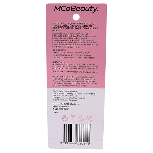 MCoBeauty Metallic Eyeshadow Long Lasting Liquid - Easily Blendable - Highly Pigmented - Foolproof Formula - Gloss Finish - For Brilliant, And Multidimensional Eye Looks - Luna - 0.27 Oz