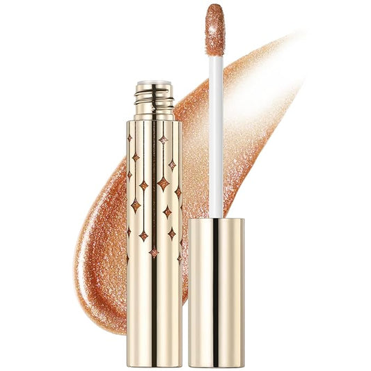 FOCALLURE High Shine Glitter Lip Gloss,Hydrates and Soothes Lips for a Gorgeous,Delivers a Non-sticky Glossy finish,Long-lasting Shine & Fuller-looking Lip Makeup,BR01 LAZY WALTZ