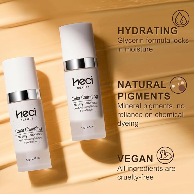 Color Changing Foundation,2 Pack Travel Size, Medium Coverage, Improves Uneven Skin Tone, Lightweight & Lasting,Make up for Flawless Liquid Foundation,Nature Finish for Bright Skin 0.42 oz