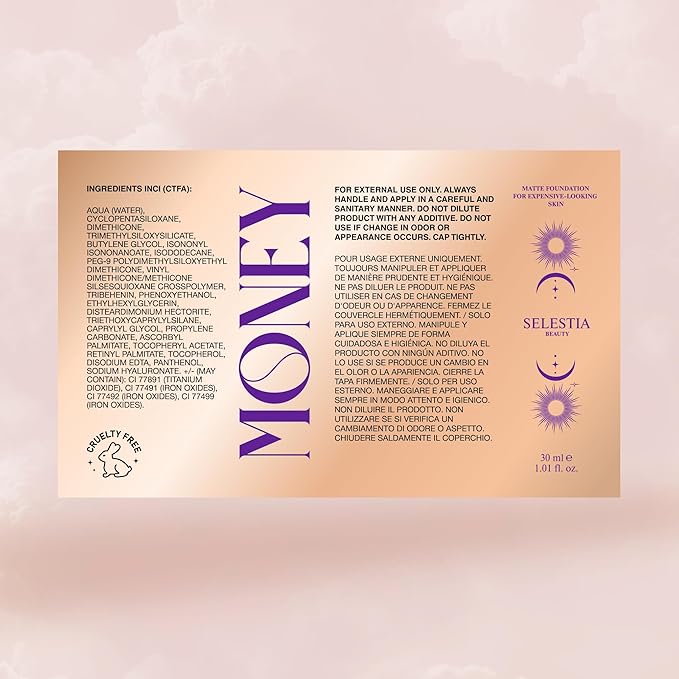 Money Liquid Matte Foundation – Long-Lasting, Natural Looking & Buildable Coverage – For Combination, Dry, Oily Skin – Lightweight & Moisturizing (Caramel)