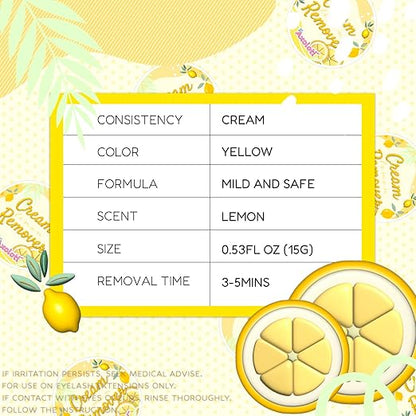 Axolotl Eyelash Extension Cream Remover 15g 0.51fl. oz | Removes Lash Extension Glue Effectively| Low Irritation | Sensitive Skin | Lash Extensions Supplies (Lemon)