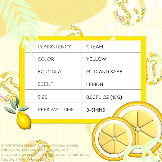 Axolotl Eyelash Extension Cream Remover 15g 0.51fl. oz | Removes Lash Extension Glue Effectively| Low Irritation | Sensitive Skin | Lash Extensions Supplies (Lemon)