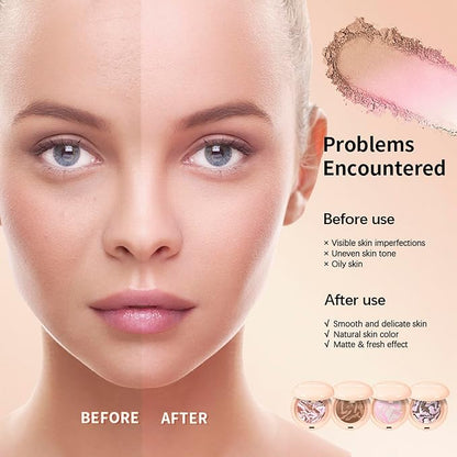 Baked Color Correcting Foundation – Lightweight Airy Finish Powder Makeup with Mirror, Subtle Glow, Oil Control, Long Lasting – Fine Texture for Smooth Light to Medium Coverage (#3 Porcelain)