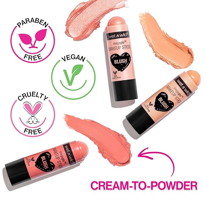 wet n wild MegaGlo Makeup Stick, Buildable Color, Versatile Use, Cruelty-Free & Vegan - Peach Bums