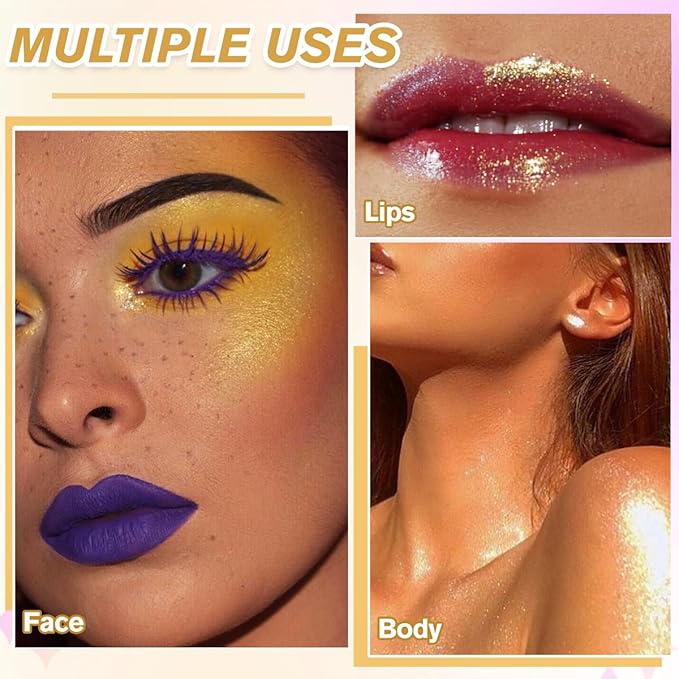 ecofavor Highlighter Makeup Palette, Long Lasting New Formula, Dazzling Yellow-Gold Shimmer, Sheer Gold Base, Ideal for Face and Body Contour and Cheek Highlight (#03) Yellow-Gold Dazzling Shimmer,#3