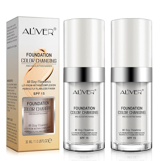 Concealer Cover Cream, Flawless Colour Changing Warm Skin Tone Foundation Makeup, Base Nude Face Liquid Cover Concealer (2 pcs)
