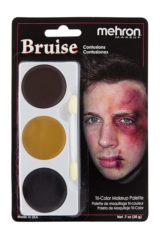 Mehron Makeup Tri-Color Character Makeup Palette | Halloween, Special Effects and Theater Cream FX Palette | Face Paint .7 oz (20 g) (BRUISE)