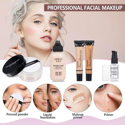 All-in-One Makeup Kit for Women & Girls - Travel & Professional Makeup Set Includes Eyeshadow, Lipstick, Brow Pencil, Eyeliner & Brush Set