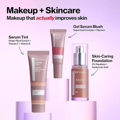 Revlon Illuminance Tinted Serum, Triple Hyaluronic Acid, Evens Out Skin Tone Over Time and Hydrates All Day, SPF 15, 301 Cool Beige, 0.94 fl oz.