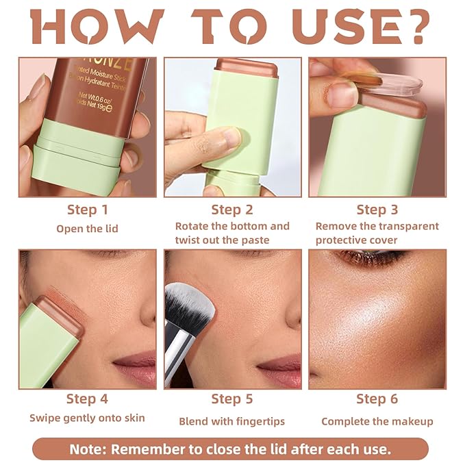Cream Contour Stick for Cheeks Tint, Multi-Use Makeup Highlighter Blush Bronzer Stick, Natural Glow Solid Moisturizer Stick Blendable Illuminator On-the-Go Shimmer Cream Contour Makeup-03