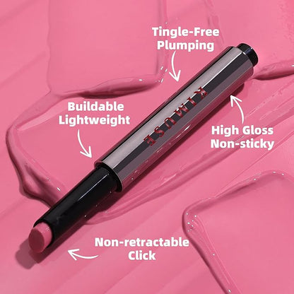 KIMUSE Lip Plumper, Hydrating Korean Lip Gloss, Click Tinted Lip Balm Solid Lipstick for Plumps & Moisturizes, Long-wearing All-in-one Lip Plumping, Gloss, Balm
