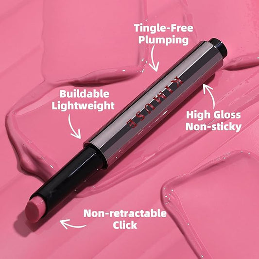 KIMUSE Lip Plumper, Hydrating Korean Lip Gloss, Click Tinted Lip Balm Solid Lipstick for Plumps & Moisturizes, Long-wearing All-in-one Lip Plumping, Gloss, Balm