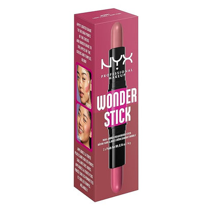 NYX PROFESSIONAL MAKEUP Wonder Stick Blush with Hydrating Hyaluronic Acid, Dual-Ended Cream Blush Stick - Light Peach & Baby Pink