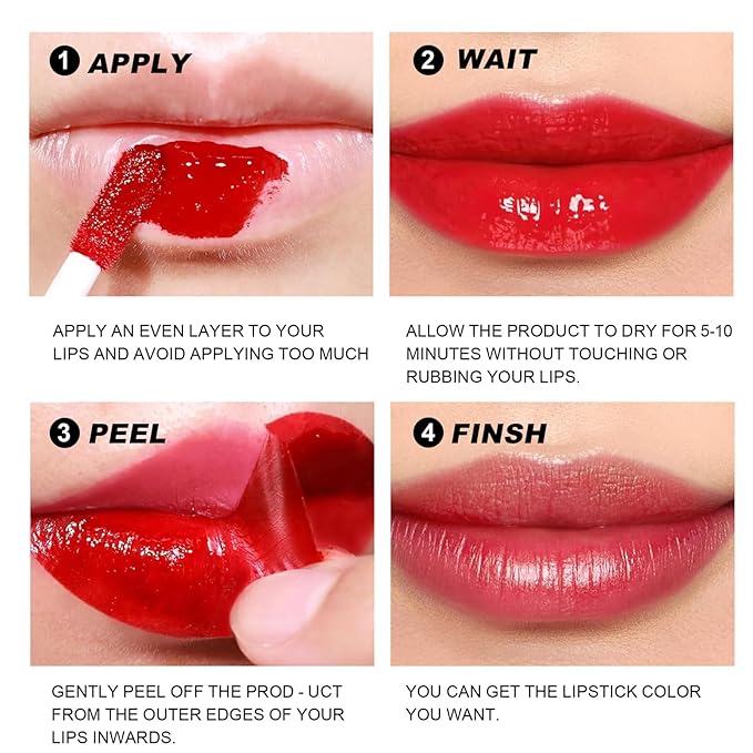 3 Colors Peel Off Matte Lip Liner Stain, Long Lasting Natural Peel Off Tattoo Lip Stain, Waterproof Non-Stick Cup Lip Tint Peel Off Lip Gloss, Lip Makeup Mother's Day Gifts for Women-01#02#03#