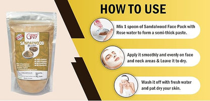 Pure Natural Herbals White Sandalwood (Chandan) Face Pack (Mask) Face Powder And Facial Scrub Sandalwood Powder For Face (50 Grams (1.77 Ounce))