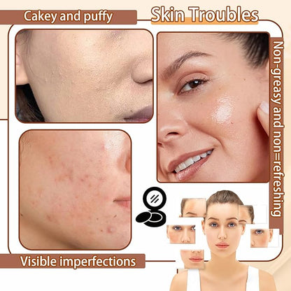 2P Mushroom Head Air Cushion CC Cream Foundation,Moisturizing Non-Greasy BB Cream and Makeup Sponge,Longlasting Matte Concealer Full Coverage Face Makeup Liquid Foundation for All Skin Types(Natural)A