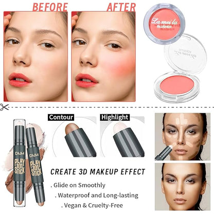 Makeup Set for Girls & Women, Full Face Kit, Travel Kit, Present Set, Eyeshadow, Foundation, Blusher, Eyeliner, Lip Gloss, Makeup Brushes & Sponge Bag