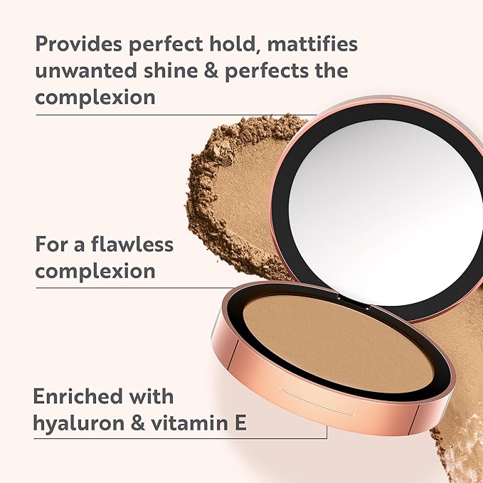 M. Asam MAGIC FINISH Satin Compact Powder Nude (8 g) - pressed powder for perfect hold, matting & perfecting, prolongs the hold of make-up, with hyaluronic acid & vitamin E, vegan