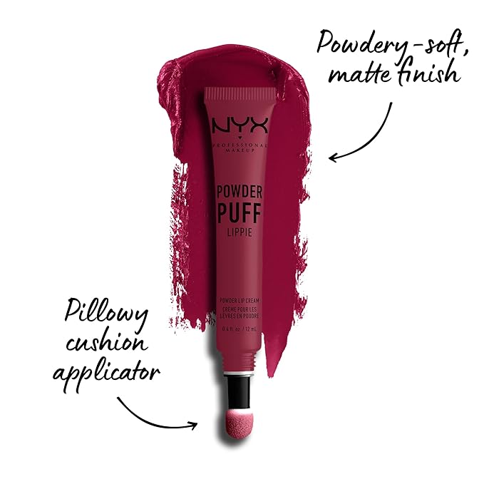 NYX PROFESSIONAL MAKEUP Powder Puff Lippie Lip Cream, Liquid Lipstick - Prank Call (Burgundy)