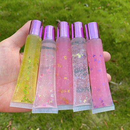 50Pcs 15ml Lip Gloss Squeeze Tubes, Pink Purple Lip Gloss Containers Empty, Refillable Soft Clear Tubes for DIY Lipgloss Balm Cosmetic (Pink Purple)