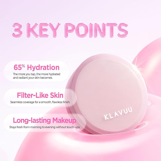 KLAVUU Actress Backstage Boosting Cushion Glow #19 Pale Ivory – Korean Cushion Foundation for Dry Skin, Long-Lasting Hydrating Coverage, Natural Dewy Glow, Smooth Glass Skin Effect, No Caking