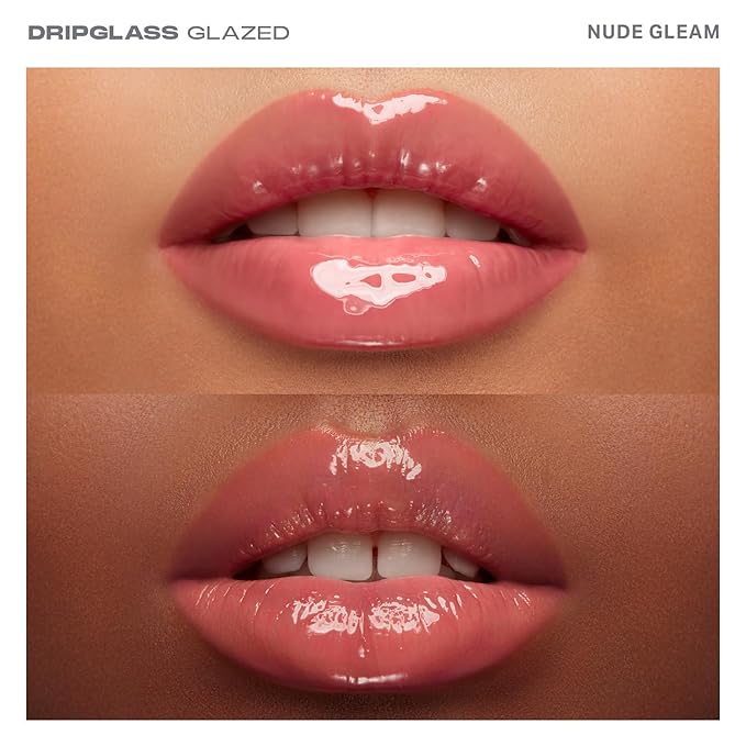 MORPHE Dripglass High Shine Lip Gloss - Glazed, Semi-Sheer & Nourishing Lip Makeup - Buildable Formula Infused with Plant-Derived Squalane & Vitamin E - Nude Gleam (0.13 oz)