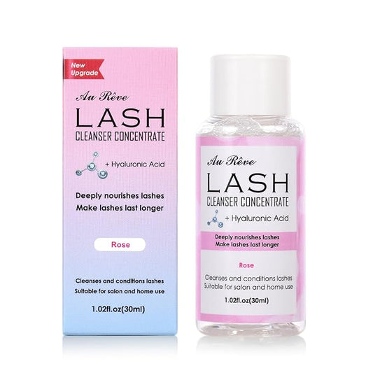 Lash Shampoo Concentrate 30ml Lash Cleanser Concentrate Update Oil-Free Eyelash Extension Cleanser for Salon Home Care, Makes 6 Bottles 60ml Eyelash Shampoo (Rose)