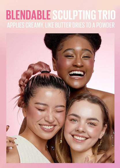 Kaja Lip & Blush Glazed Keychain Stain - Jelly Charm 02 Squeeze Guava + 3-in-1 Blendable Sculpting Trio - Play Bento 02 Cloud Latte Bundle