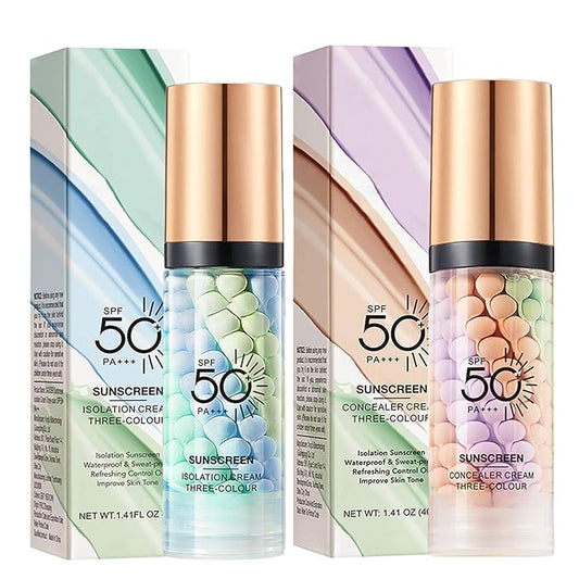 Hydrating Face Primer for Makeup, One Step Color Corrector Isolation Cream, Makeup Primer for Face, Skin Tone Correcting Oil-Control, Long Lasting Foundation (Primer 02+03, 80g)