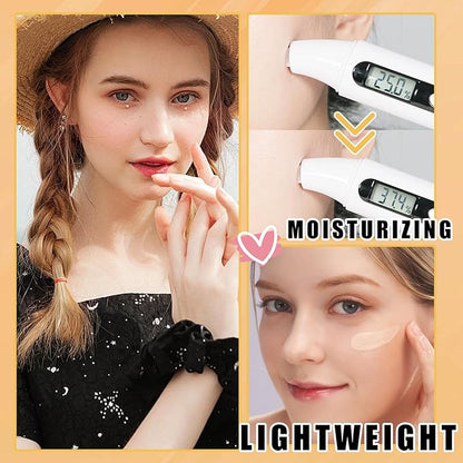 2PCS Color Changing Liquid Foundation Makeup,Flawless Full Coverage Foundation with Makeup Brush and Sponge,Non-greasy Long Lasting Moisturizing SPF50 PA+++ Face Sunscreen for Women(B)