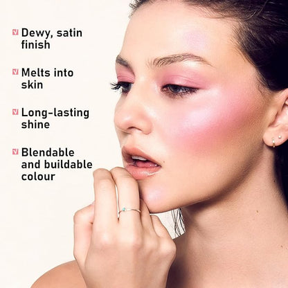 Boobeen Cream Makeup Blush Stick, Shimmer Blush for Cheeks, Lightweight Waterproof Highlighter Blush Wand, Easy to Blend