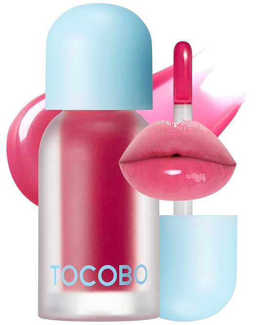 TOCOBO Juicy Berry Plumping Lip Oil 06 Berry Candy – Korean Vegan Hydrating Lip Oil with Plant Oils for High Shine Gloss - Non Sticky Formula for All Skin Tones, 0.12 fl.oz.