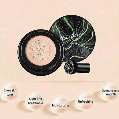 2PCS Mushroom Head Air Cushion CC Cream, Natural Moisturizing Highlighting Matte Oil Control Concealer Facial Blemish Concealer Foundation BB Cream for Women Girls (2PCS Natural)