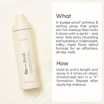 HALEYS Priming & Setting Spray, Makeup Longwear, Nourishing, Soothes, Calms Skin, Lightweight, Balance Oil, Refreshes, For All Skin Types & Tones, Vegan & Cruelty Free, Fragrance-Free, Alcohol-Free