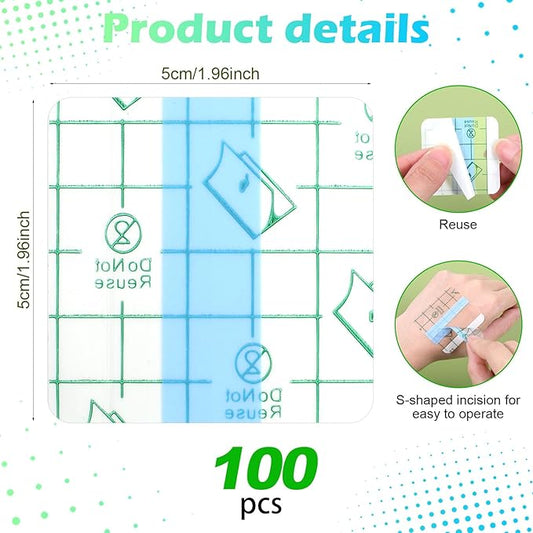 100 Pieces Makeup Hand Palette Single Use Waterproof Makeup Mixing Professional Palette Artist Must Haves Disposable Adhesive Artist Cosmetic Transparent Tape for Women Girls Supplies