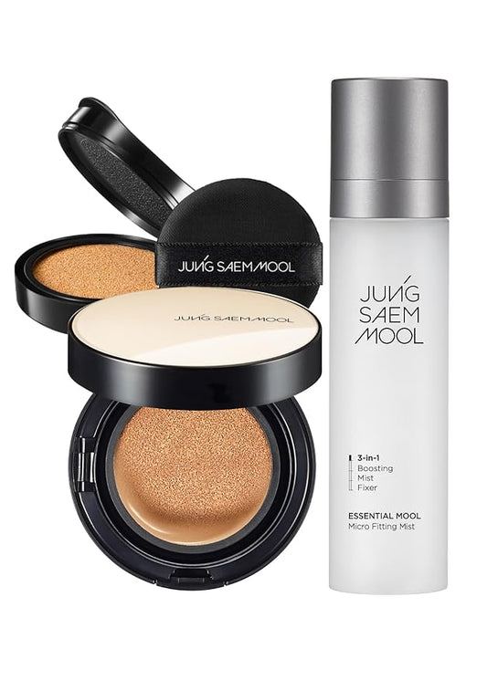 Essential Skin Nuder Cushion (Medium Deep) | Refill Included + Essential Mool Micro Fitting Face Mist (120 ml)