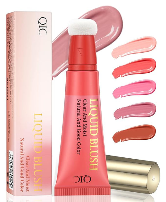 POPMISOLER Liquid Blush for Cheeks, Natural Matte Blush Wand with Cushion Applicator Long-wearing Soft Cream Blush Stick for Cheeks and Lips Blendable Stick Blush Makeup Liquid Cheek Blush, Peach Pink