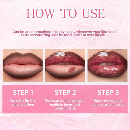 Glitter Lip Gloss with Brown Lip Liner Set Lip Combo, Moisturizing High Shine Shimmer Lip Glow Oil Fresh Lightweight Glossy Plumping Lip Tint for Women Long Wear Liquid Lipstick Makeup#8