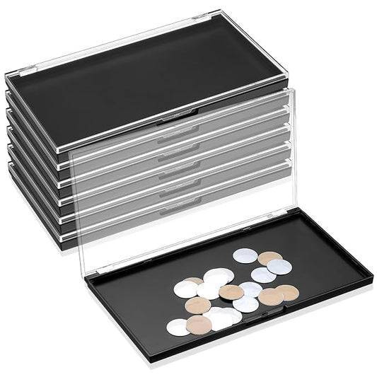 Sumind 6 Pcs Magnetic Makeup Palette with Clear Top with 120 Pcs Metal Sticker for DIY Eyeshadow Lipstick Blush Powder 7.72” x 4.33”